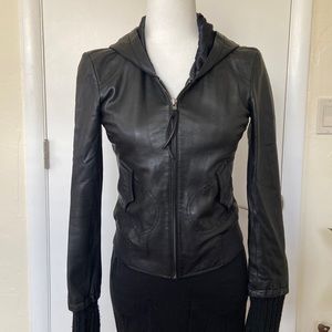 June zip hoodie leather jacket